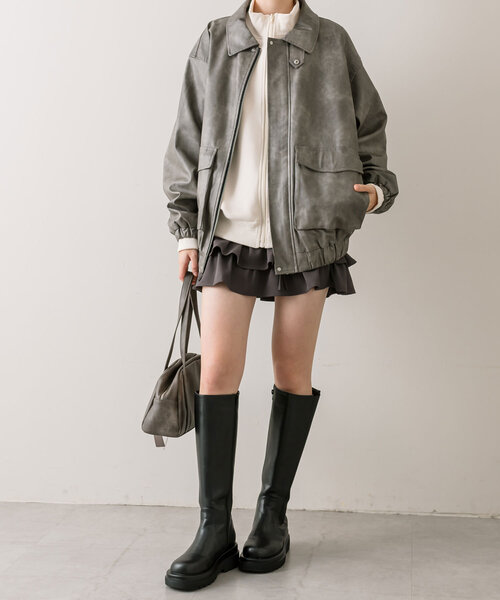 「OLIVE des OLIVE」 ジップアップブルゾン FREE グレイッシュベージュ レディース_画像9