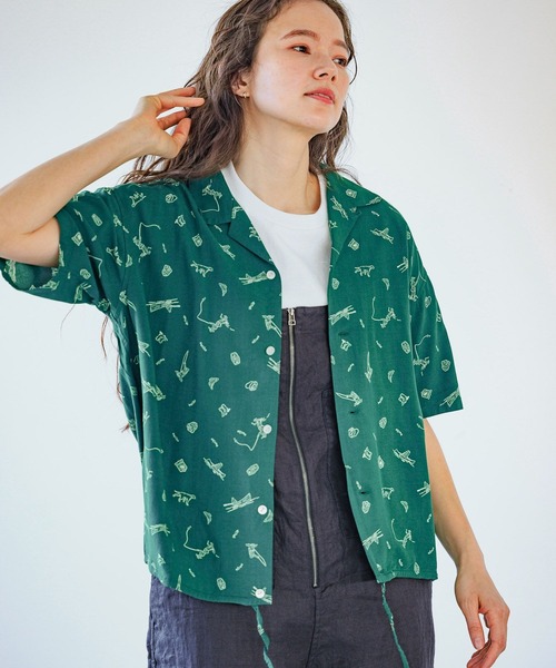 「niko and...」 半袖シャツ LARGE ライトグレー レディース_画像5