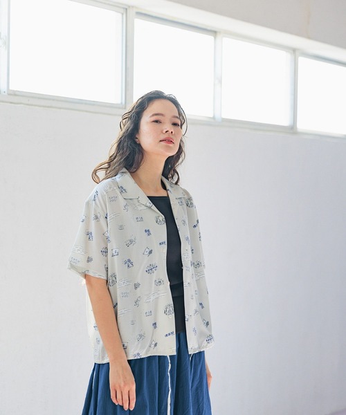 「niko and...」 半袖シャツ LARGE ライトグレー レディース_画像7