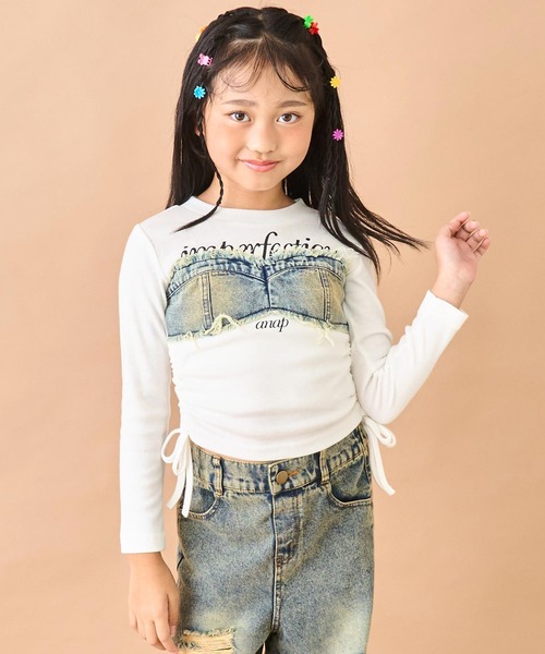 ANAP kids（アナップキッズ） tシャツ デニム ビスチェ風 シャーリング