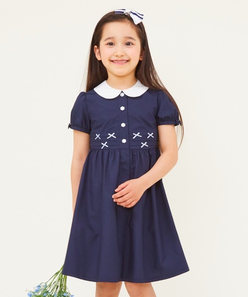 CHOPIN deux」 「KIDS」半袖ワンピース 110cm ネイビー キッズ