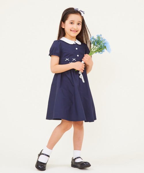 CHOPIN deux」 「KIDS」半袖ワンピース 110cm ネイビー キッズ