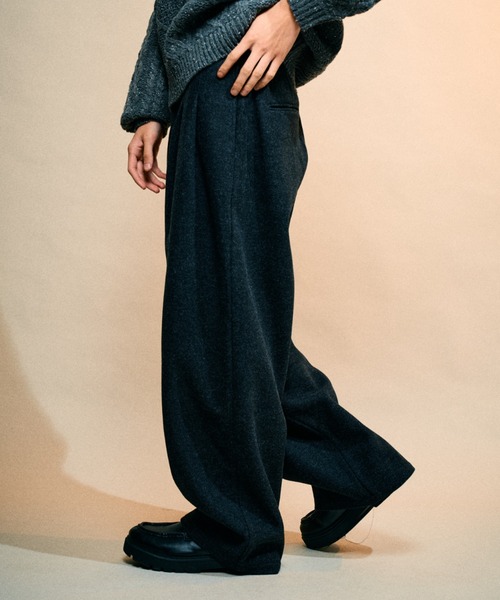 Elanque パンツ wool-like 2tuck slacks/ウールライク2タック