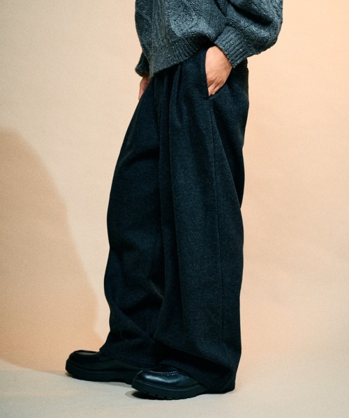 Elanque パンツ wool-like 2tuck slacks/ウールライク2タック