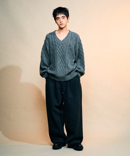 Elanque パンツ wool-like 2tuck slacks/ウールライク2タック