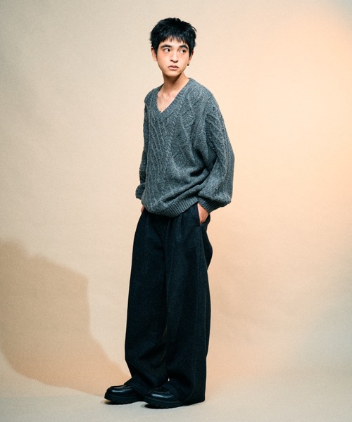 Elanque パンツ wool-like 2tuck slacks/ウールライク2タック
