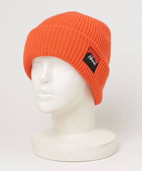 cash&barba ニット帽　H Orange 新品未使用　100%カシミヤ NANGA ニット帽 ニットキャップ / ナンガ BOX LOGO BULKY BEANIE