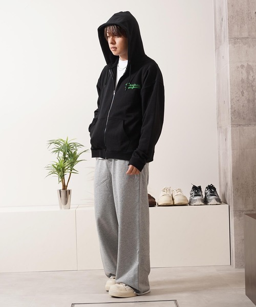 ブラック　フレンチパーカートップス UNISEX】フレンチテリースウェットダブルジップパーカー | COLONY 2139