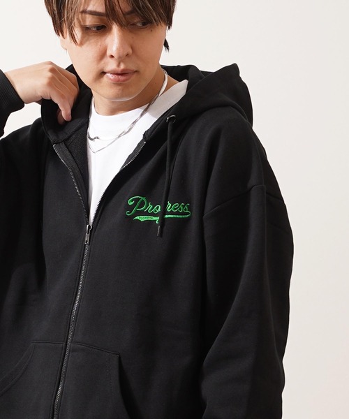 パーカー フレンチブルドッグ サガラ刺繍 ジップパーカー / French