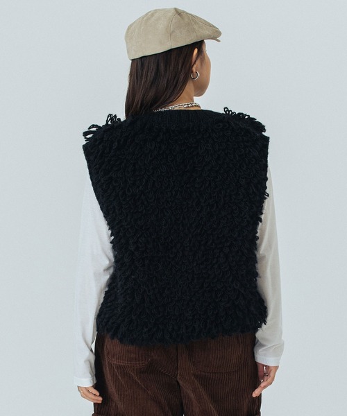 ROSE BUD（ローズバッド） ベスト ジレ NEPAL FRINGE KNIT レディース
