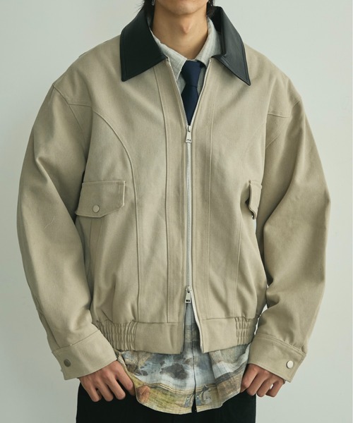 BLANK HOTEL ブルゾン アウター Faux Leather Collar Duck Jacket / 合