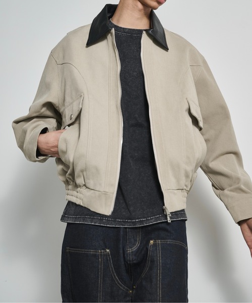BLANK HOTEL ブルゾン アウター Faux Leather Collar Duck Jacket / 襟