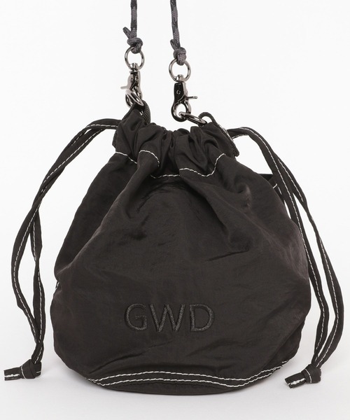 刺繍巾着バッグ　ショルダーバッグ　ハンドバッグ George's ショルダーバッグ バッグ 刺繍ナイロン巾着 レディース