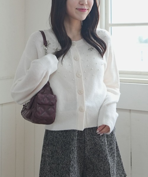 archives（アルシーヴ） カーディガン ビジューニットカーディガン