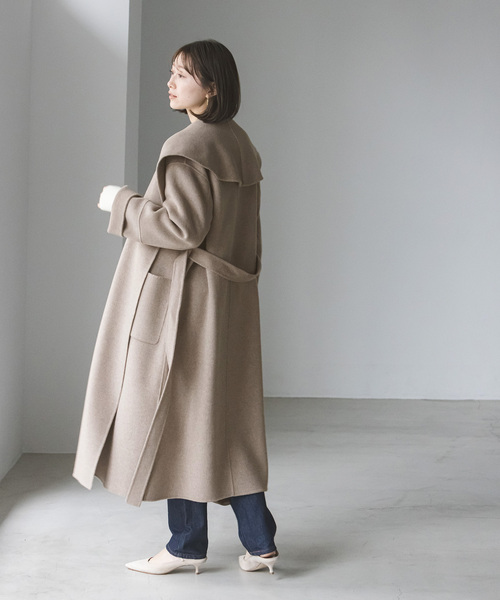 Nobleノーブル カシミヤ混 軽量ボリュームコート グレー 38 Noble