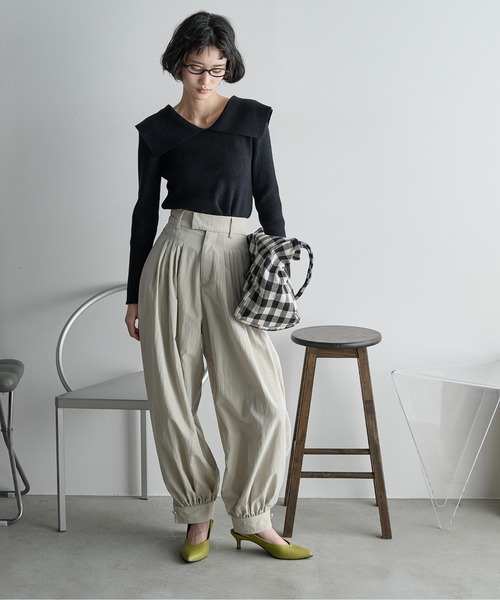 パンツ tskg THE Yon パンツ タックデザインバルーンカラーパンツ レディース