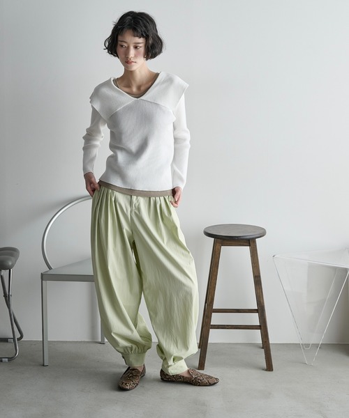 パンツ towa THE Yon パンツ タックデザインバルーンカラーパンツ レディース