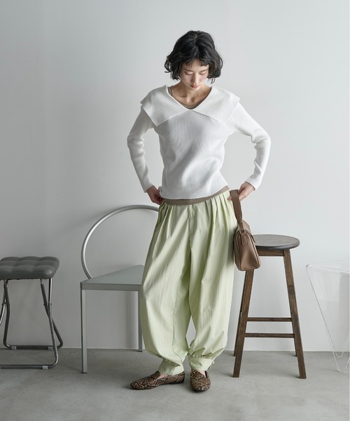 パンツ tskg THE Yon パンツ タックデザインバルーンカラーパンツ レディース
