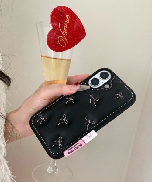 Port（ポート） スマホケース 「 」 キルティング スター リボン