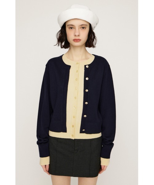 スライ　ネイビー　レイヤードライクカットトップス SLY（スライ） ニット セーター 「2026SS新作」LAYERED LIKE KNIT TOPS