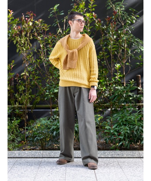 セーター ニット コットン リネンブ レンド クルーネックセーター メンズ_3
