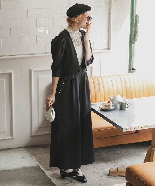 「BONLECILL noir」 パンツドレス S ベージュ レディース_画像6