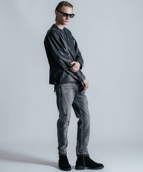 ジャケット ノーカラージャケット CRIMIE/クライミー/LAMB LEATHER RIDERS CARDIGAN/ラム レザー ライダース カーデの画像