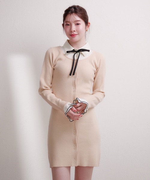 fupel ワンピース frill docking ribbon mini onepiece / フリル