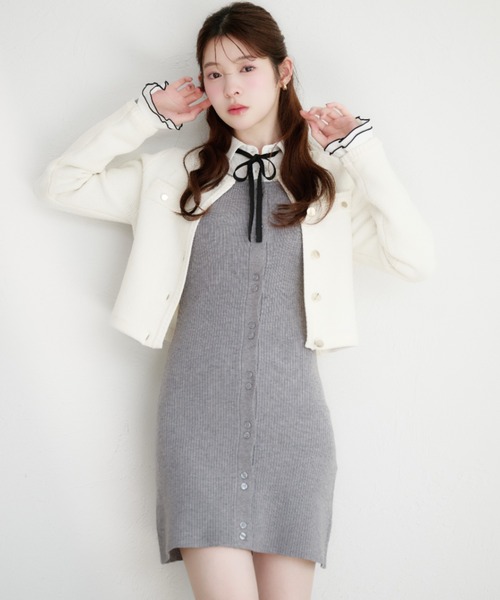 fupel ワンピース frill docking ribbon mini onepiece / フリル
