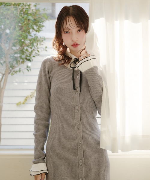 fupel ワンピース frill docking ribbon mini onepiece / フリル