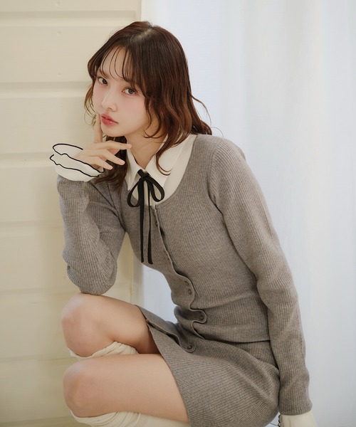 fupel ワンピース frill docking ribbon mini onepiece / フリル
