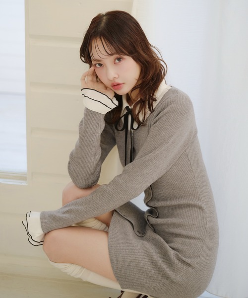 fupel ワンピース frill docking ribbon mini onepiece / フリル