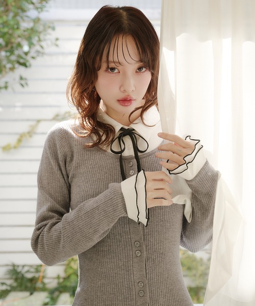 ワンピース Ribbon strap tiered frill mini onepiece Ribbon Mini Tiered Doll Onepiece (Balloon ver.) | roopage 公式ストア
