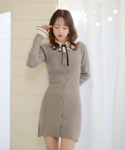 fupel ワンピース frill docking ribbon mini onepiece / フリル