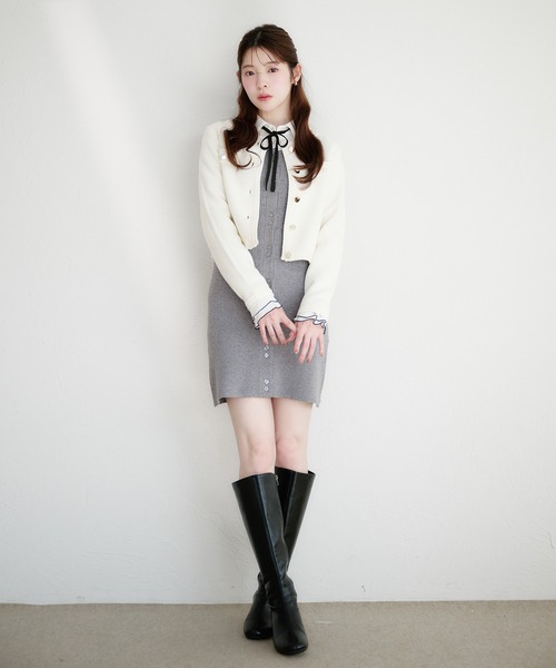fupel ワンピース frill docking ribbon mini onepiece / フリル