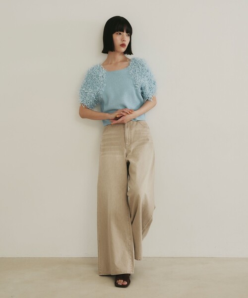 24AW✨定価2.6万✨UN3D.ショートニットカーデ ライム　リブニット EMMEL REFINES（エメル リファインズ） サマーニット ニット セーター