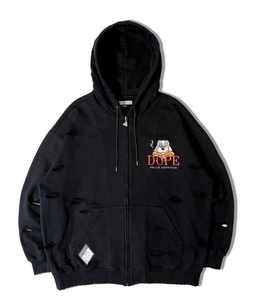 「GALFY」 ジップアップパーカー X-LARGE ブラック メンズ_画像3