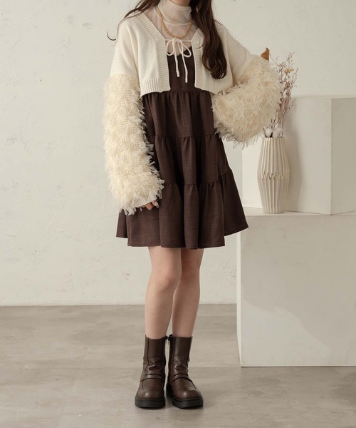 「Ambre Neige」 ニットボレロ FREE ブラック レディース_画像2