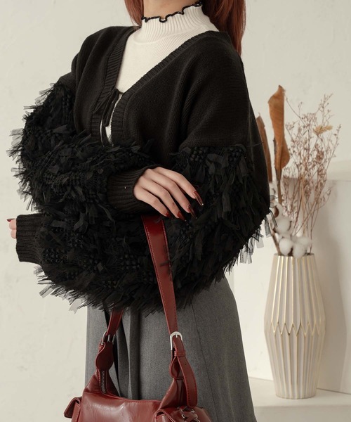 「Ambre Neige」 ニットボレロ FREE ブラック レディース_画像3