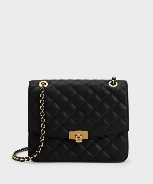 「CHARLES & KEITH」 ショルダーバッグ M ブラック レディース