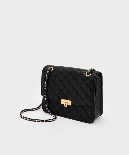 「CHARLES \u0026 KEITH」 ショルダーバッグ M ブラック レディースの画像