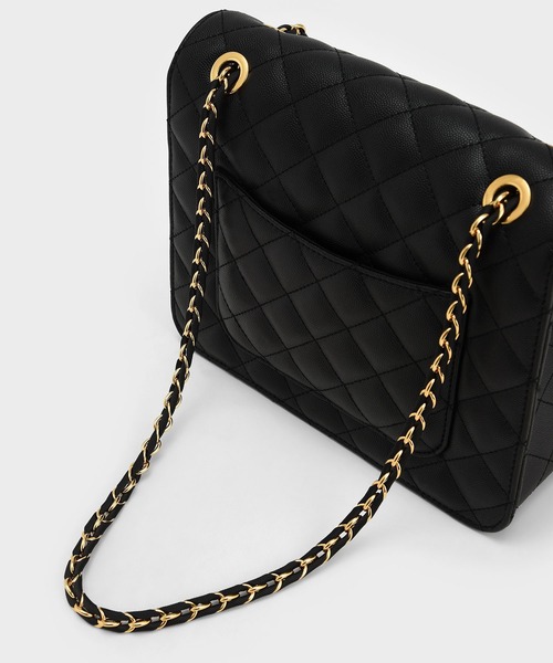 「CHARLES \u0026 KEITH」 ショルダーバッグ M ブラック レディースの画像