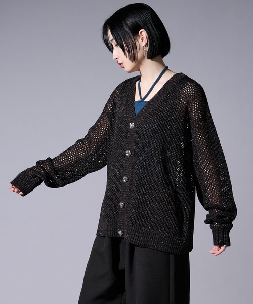 Ellno Loset（エルノロゼット） カーディガン メタルボタンラメ