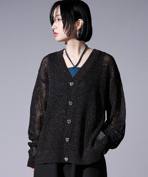 Ellno Loset（エルノロゼット） カーディガン メタルボタンラメ