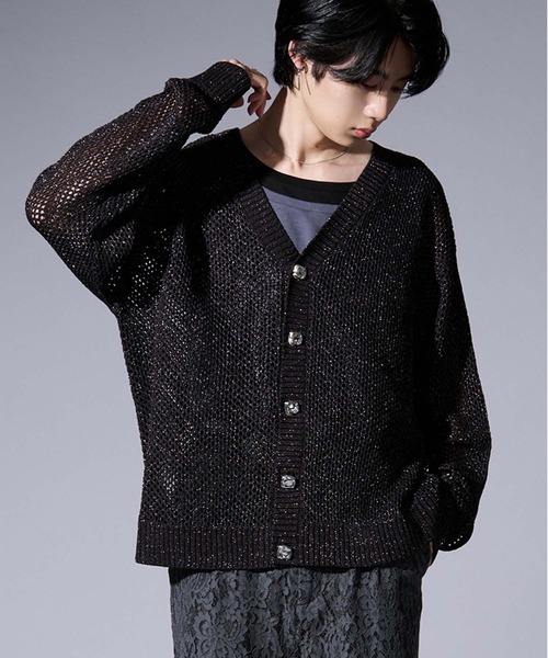 Ellno Loset（エルノロゼット） カーディガン メタルボタンラメ