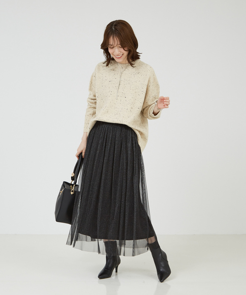「abahouse mavie」 長袖ニット フリー ベージュ レディース_画像4
