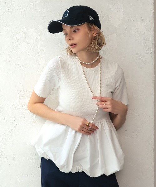 pufe tシャツ 半袖 「カップ付き/ドッキング/ペプラム」「pufe」カップ