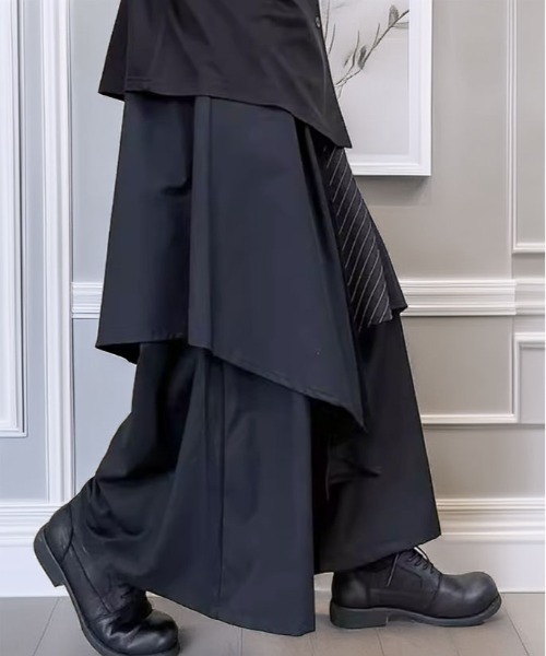 パンツ ルーズシルエット ワイドパンツ レイヤード ドレープ 袴 メンズ パンツ ルーズシルエット ワイドパンツ レイヤード ドレープ 袴 メンズ