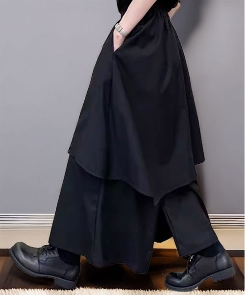 ワイドパンツ パンツ ルーズシルエット レイヤード ドレープ 袴 メンズ