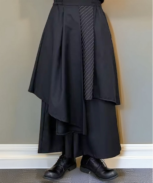 ワイドパンツ パンツ ルーズシルエット レイヤード ドレープ 袴 メンズ